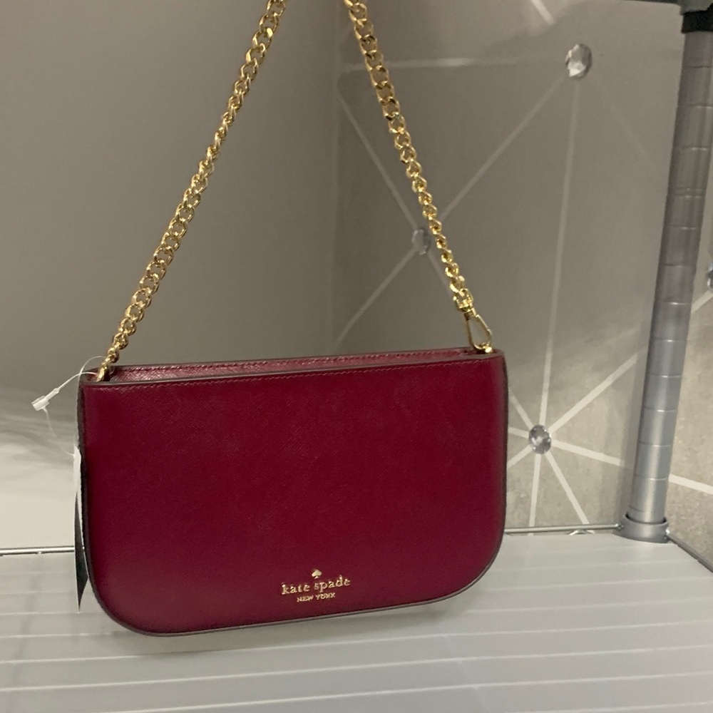 Kate Spade madison, Wine Red Shoulder Bag with Gold Chain
